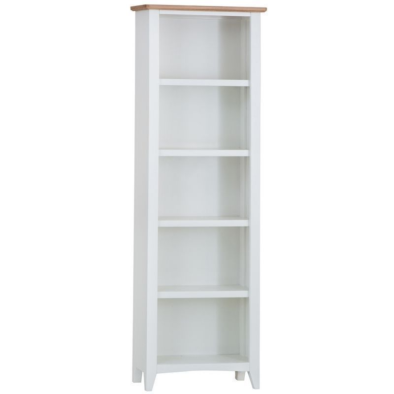 Ava Oak Large 5 Shelf Bookcase White, Deep Shelf White Bookcase