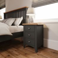 See more information about the Portchester Light Oak & Grey 3 Drawer Bedside Table
