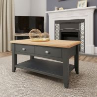 See more information about the Portchester Light Oak & Grey 2 Drawer Coffee Table With 1 Shelf