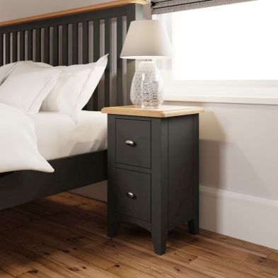 Product photograph of Portchester Bedside Table Oak Grey 2 Drawers from QD stores