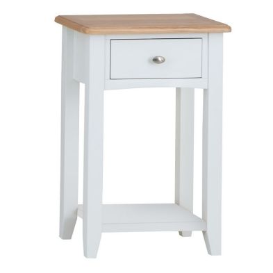 See more information about the Ava Oak 1 Door 1 Drawer Telephone Side Table White