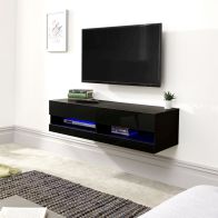 See more information about the Galicia Wall TV Unit Black 2 Shelf 120cm