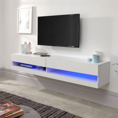 Product photograph of Galicia Tv Unit White 2 Shelves 2 Doors from QD stores