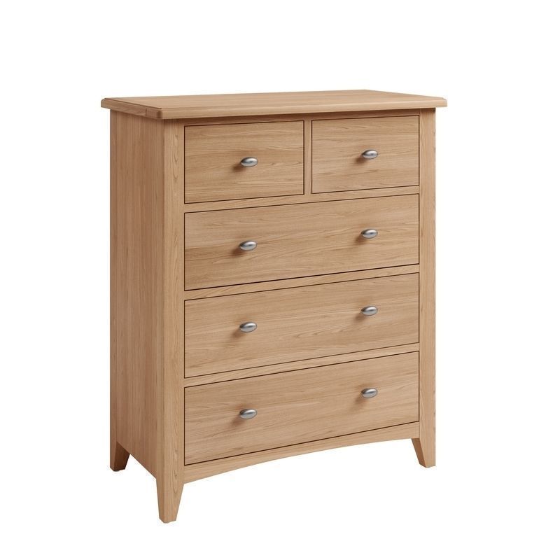 Oxford Oak Chest of Drawers Natural 5 Doors 5 Drawers