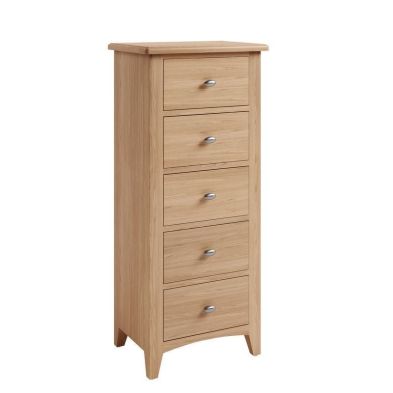 Product photograph of Oxford Oak Tall Chest Of Drawers Natural 5 Drawers from QD stores