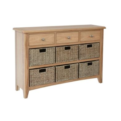 Product photograph of Oxford Oak Side Table Natural 9 Drawers from QD stores