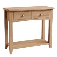 See more information about the Oxford Oak Console Table Natural 1 Shelf 2 Drawers