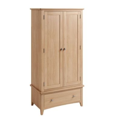 Product photograph of Oxford Oak Tall Wardrobe Natural 2 Doors 1 Drawer from QD stores