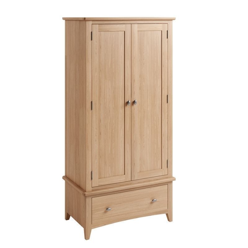 Oxford Oak Tall Wardrobe Natural 2 Doors 1 Drawer