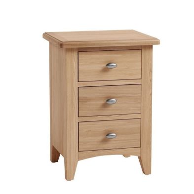 Product photograph of Oxford Oak Bedside Table Natural 3 Drawers from QD stores