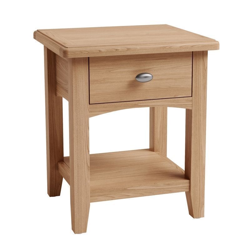 Oxford Oak Side Table Natural 1 Shelf 1 Drawer