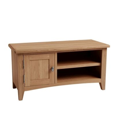 Product photograph of Oxford Oak Tv Unit Natural 2 Shelves 1 Door from QD stores