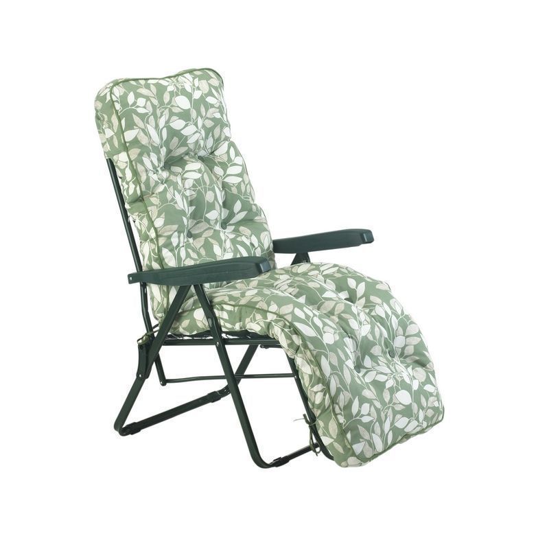 Cotswold Garden Folding Relaxer by Glendale with Green & White Cushions