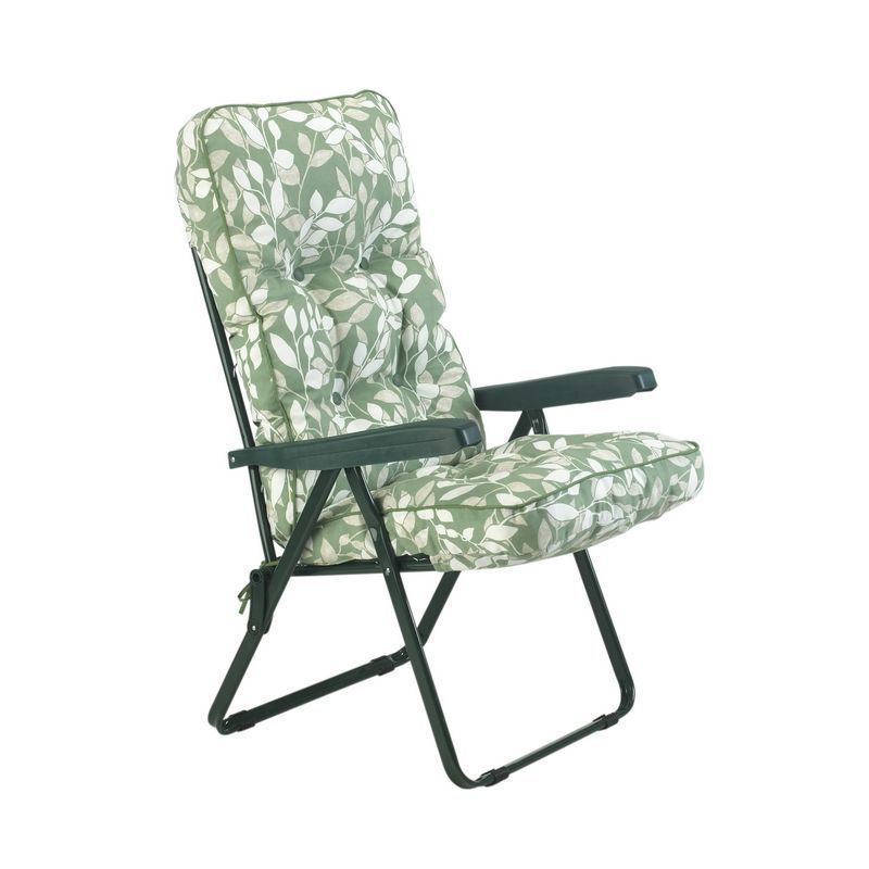 Cotswold Garden Folding Recliner by Glendale with Green & White Cushions