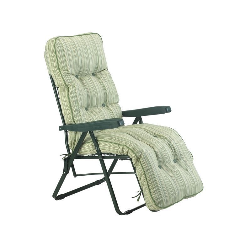 Cotswold Garden Folding Sun Lounger by Glendale with Sage Cushions