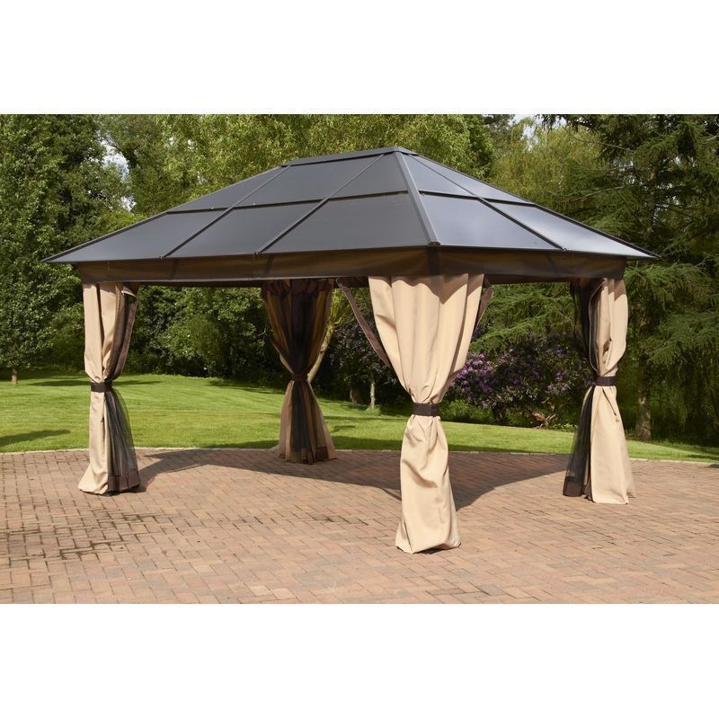Glendale Exquisite 3 x 4M Gazebo With Curtains Brown