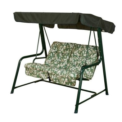 Cotswold Garden Swing Seat By Glendale 2 Seats Green White Cushions