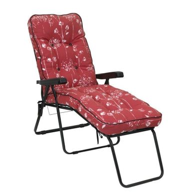Renaissance Garden Folding Sun Lounger By Glendale With Red White Cushions