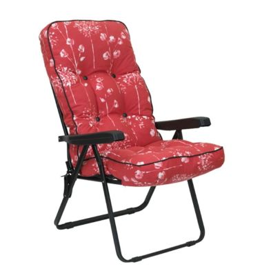See more information about the Renaissance Garden Folding Relaxer by Glendale with Red & White Cushions