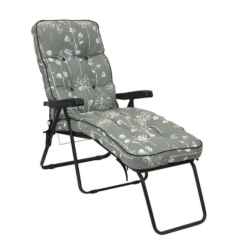 Renaissance Garden Folding Sun Lounger by Glendale with Sage & White Cushions