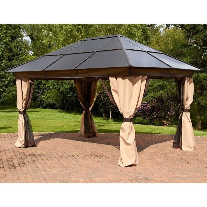 Glendale Exquisite 2.5 x 2.5M Gazebo With Curtains Brown