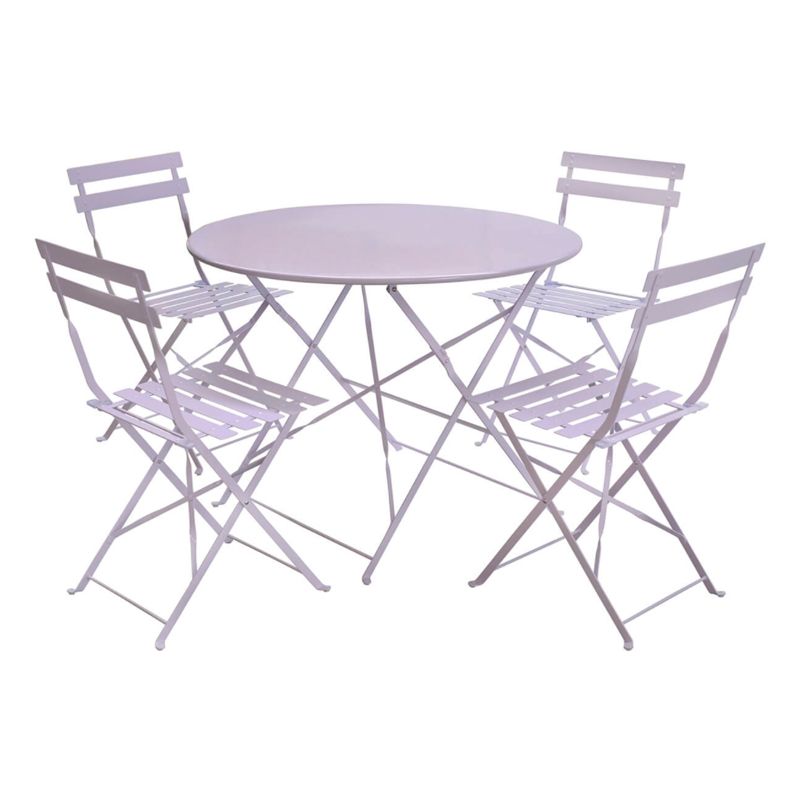 4 Seater Metal Round Garden Dining Set, Folding Round Garden Table Metal