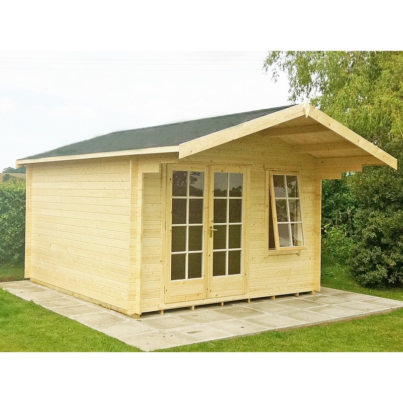 Shire Glenmore 9' 9" x 7' 10" Apex Log Cabin - Premium 28mm Cladding Tongue & Groove with Assembly