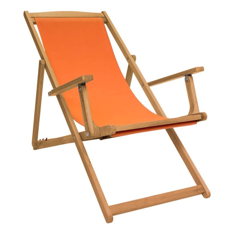 Wensum Eucalyptus Hardwood Foldable Deck Chair - Orange