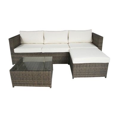 Product photograph of Classic Rattan Garden Sofa Set By Wensum - 3 Seats White from QD stores