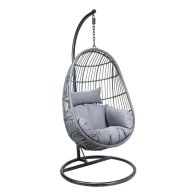 See more information about the Rattan Hanging Egg Shaped Garden Swing Chair with Cushion Grey