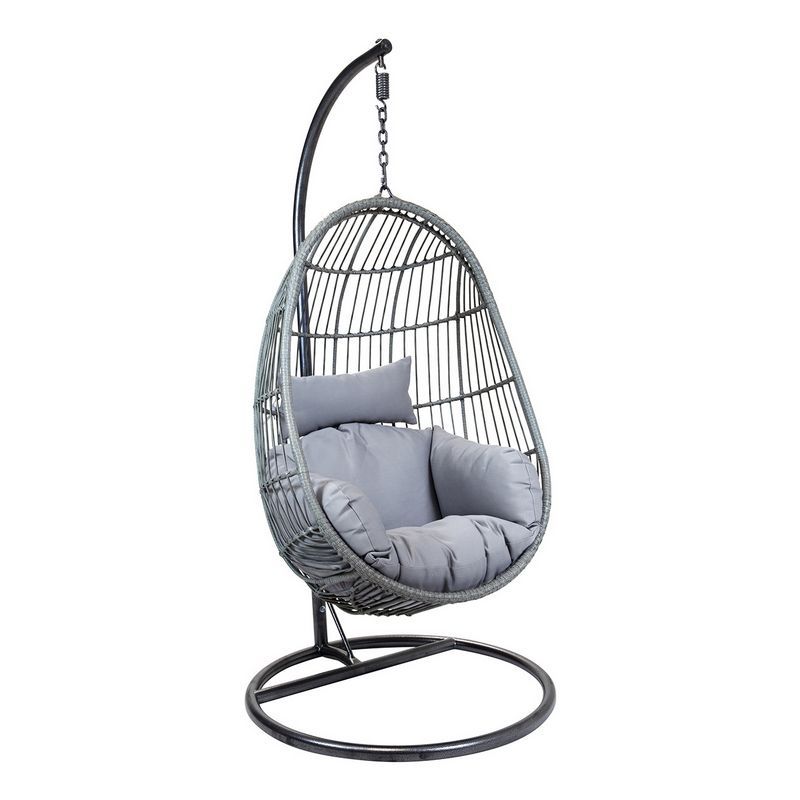 Rattan Hanging Egg Shaped Garden Swing, White Hanging Chair Uk