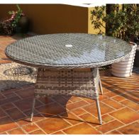 Rattan Round 4 Seater Garden Dining, Kemble 4 Seater Rattan Round Dining Table Chair Set Grey