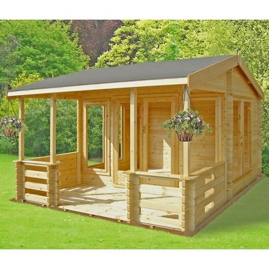 Product photograph of Shire Guisborough 12 9 X 12 1 Reverse Apex Log Cabin - Premium 34mm Cladding Tongue Groove from QD stores