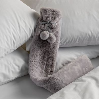 Product photograph of Hamilton Mcbride Grey Long Rabbit Fur Hot Water Bottle from QD stores