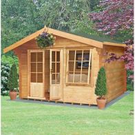 See more information about the Shire Hale 11' 9" x 9' 9" Apex Log Cabin - Premium 34mm Cladding Tongue & Groove