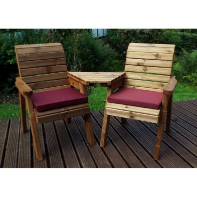 Product photograph of Scandinavian Redwood Garden Tete A Tete By Charles Taylor - 2 Seats Burgundy Cushions from QD stores