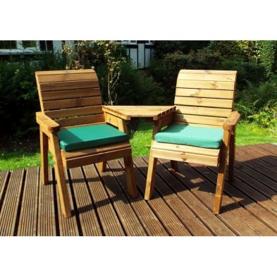 Product photograph of Scandinavian Redwood Garden Tete A Tete By Charles Taylor - 2 Seats Green Cushions from QD stores