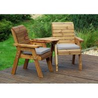 See more information about the Scandinavian Redwood Garden Tete a Tete by Charles Taylor - 2 Seats Grey Cushions