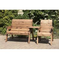See more information about the Scandinavian Redwood Garden Tete a Tete by Charles Taylor - 3 Seats Burgandy Cushions