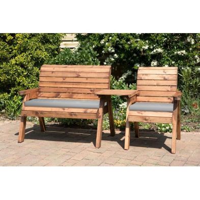 Scandinavian Redwood Garden Tete A Tete By Charles Taylor 3 Seats Grey Cushions