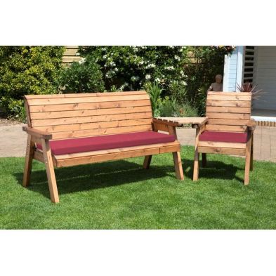 Product photograph of Scandinavian Redwood Garden Tete A Tete By Charles Taylor - 4 Seats Burgundy Cushions from QD stores