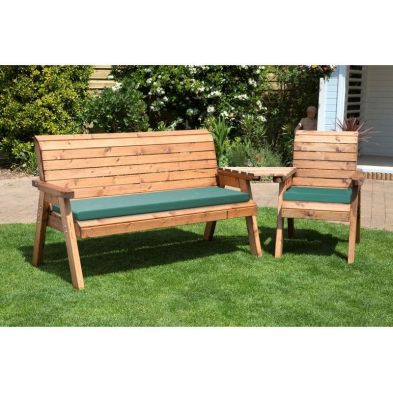 Product photograph of Scandinavian Redwood Garden Tete A Tete By Charles Taylor - 4 Seats Green Cushions from QD stores