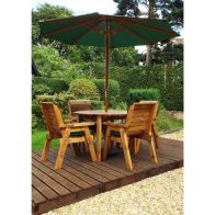 See more information about the Scandinavian Redwood Garden Patio Dining Set by Charles Taylor - 4 Seats Green Cushions
