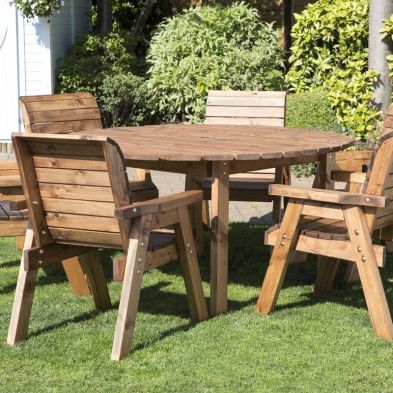 Charles Taylor 6 Seat Circular Table Chairs Scandinavian Redwood Garden Furniture