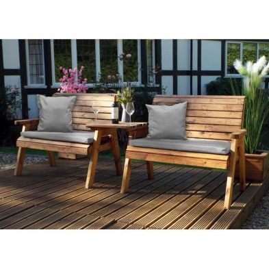 Scandinavian Redwood Garden Tete A Tete By Charles Taylor 4 Seats Grey Cushions