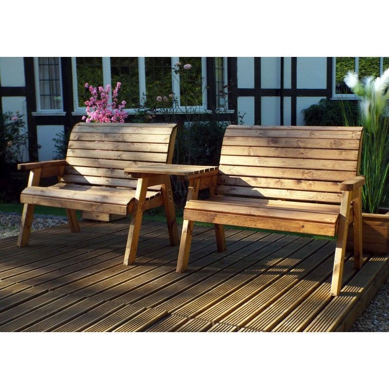 Scandinavian Redwood Garden Tete a Tete by Charles Taylor - 4 Seats Green Cushions