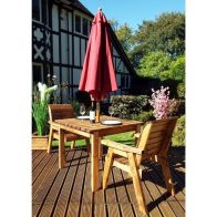See more information about the Scandinavian Redwood Garden Patio Dining Set by Charles Taylor - 2 Seats Burgandy Cushions