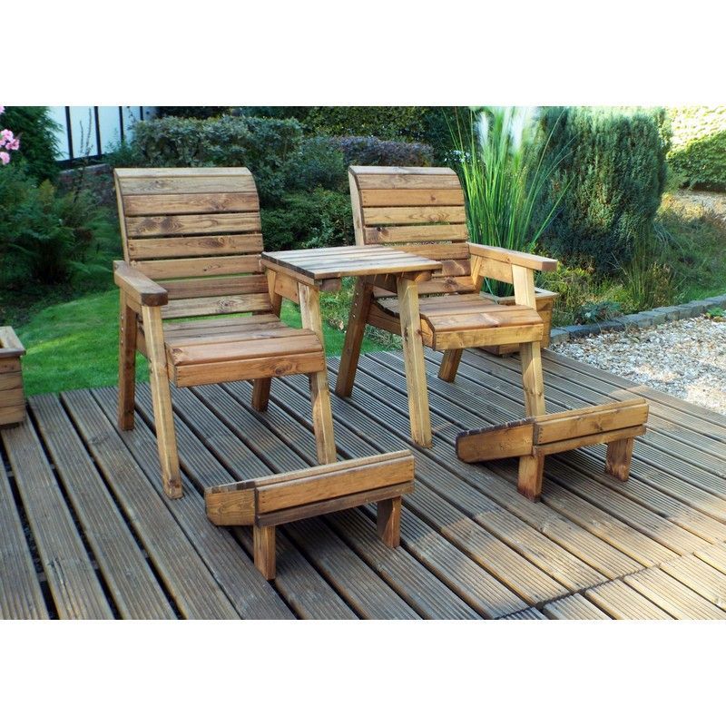 Scandinavian Redwood Garden Tete a Tete & Footstool by Charles Taylor - 2 Seats