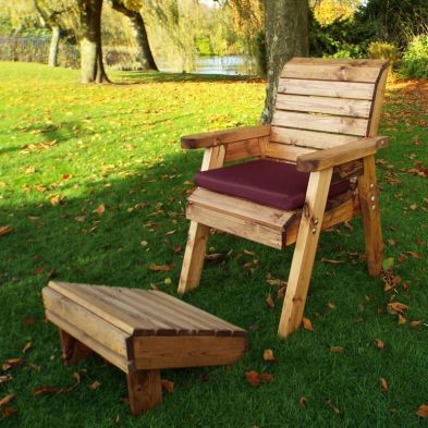 One Seater Garden Lounge Chair Footstool Scandinavia
