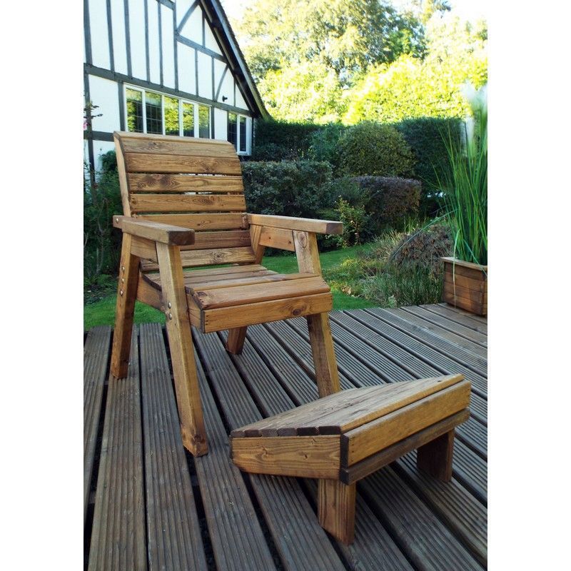 Scandinavian Redwood Natural Garden Armchair Relaxer Set by Charles Taylor with Grey Cushions